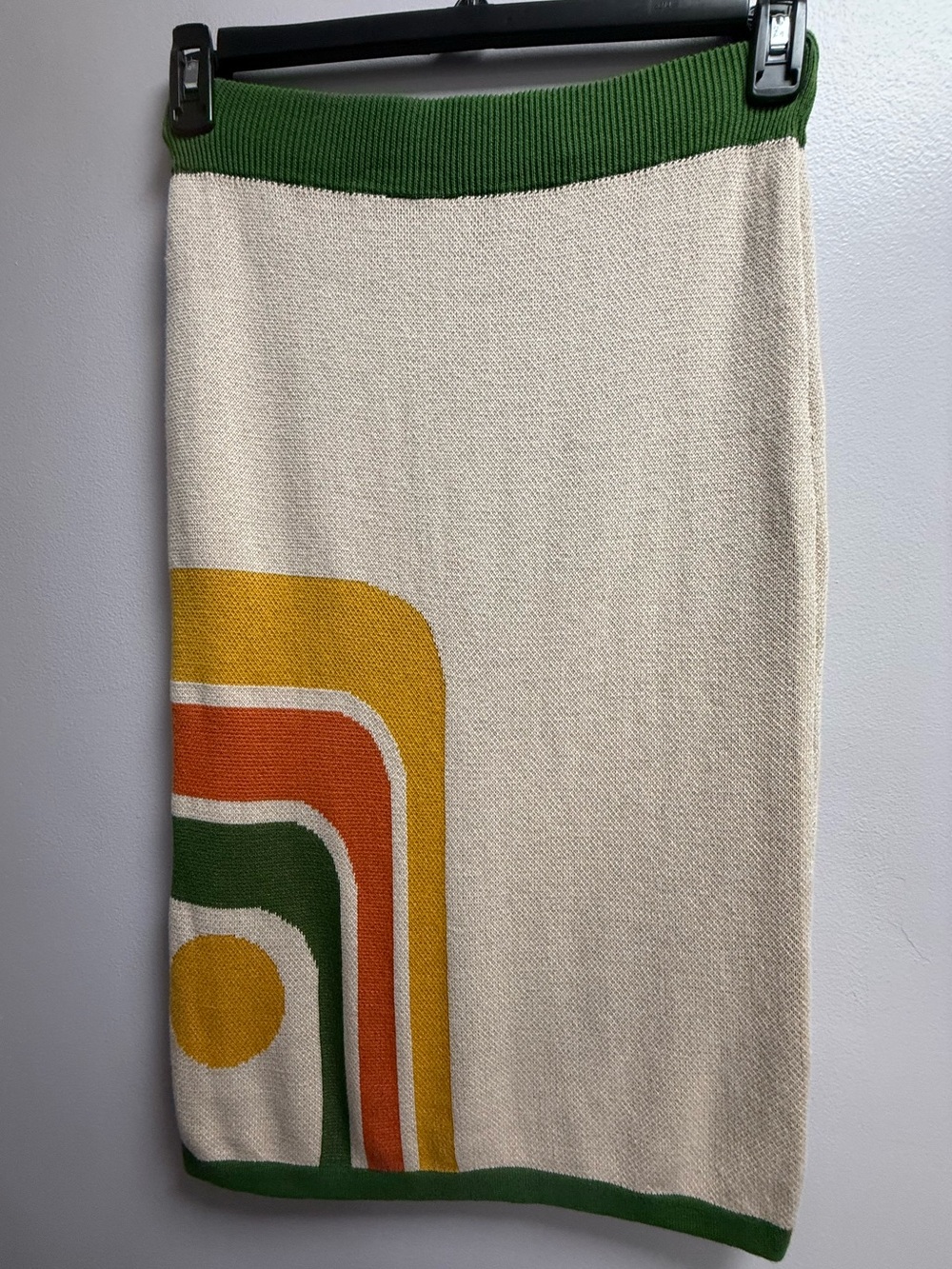 NWT 2-Piece OXKNIT Set - Cream/Green/Orange/Yellow Retro Knit Vest + Skirt Set M - Picture 10 of 15